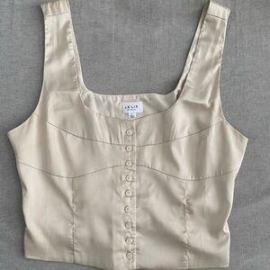 Le Lis Cream Bustier Crop Tank Top